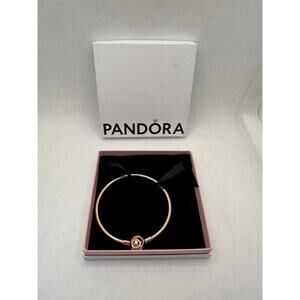 Pandora Moments Encircled Clasp Bangle 14k rose gold plating (See Photos)
